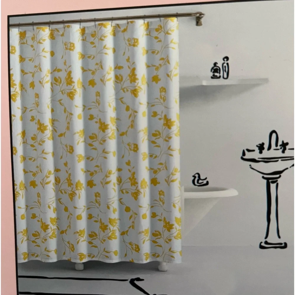NWT KATE SPADE YELLOW FLOWER SHOWER CURTAIN 72”